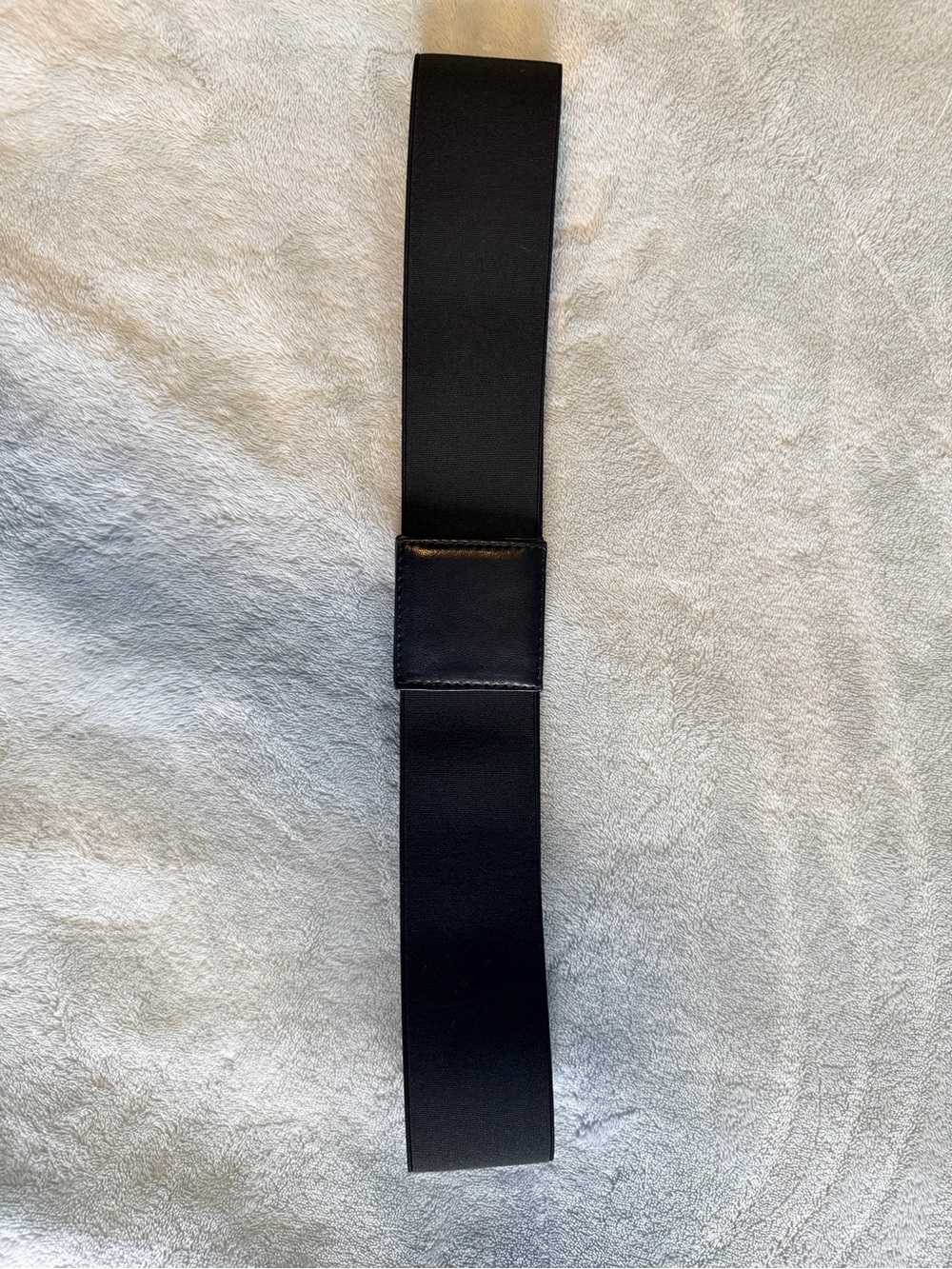 Donna Karan Black Elastic Stretch Belt with Leather Accent